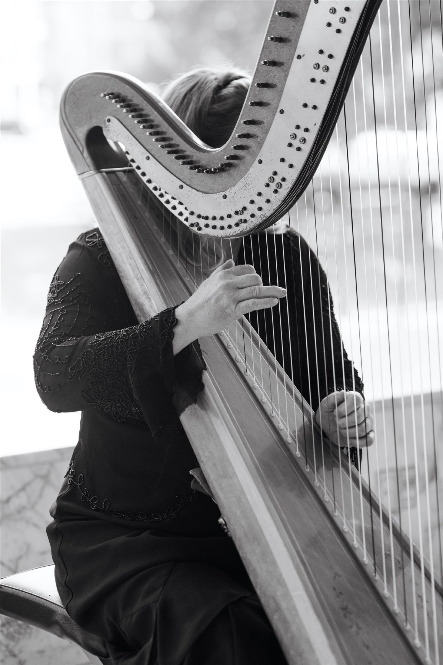 black and white ceremony harpist the jefferson hotel