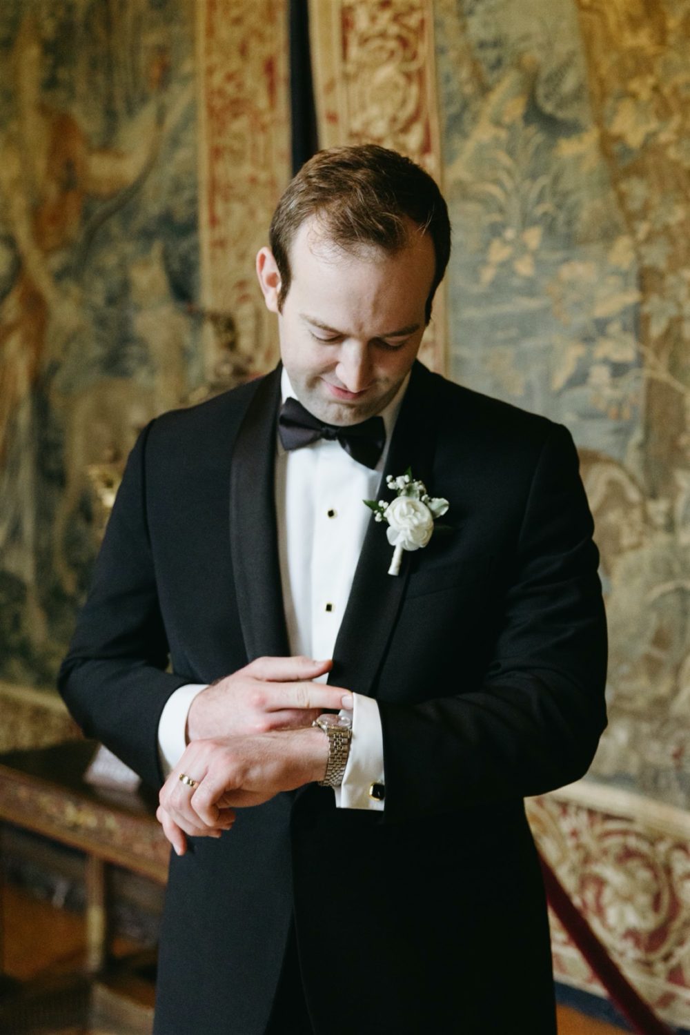 groom portrait wedding details