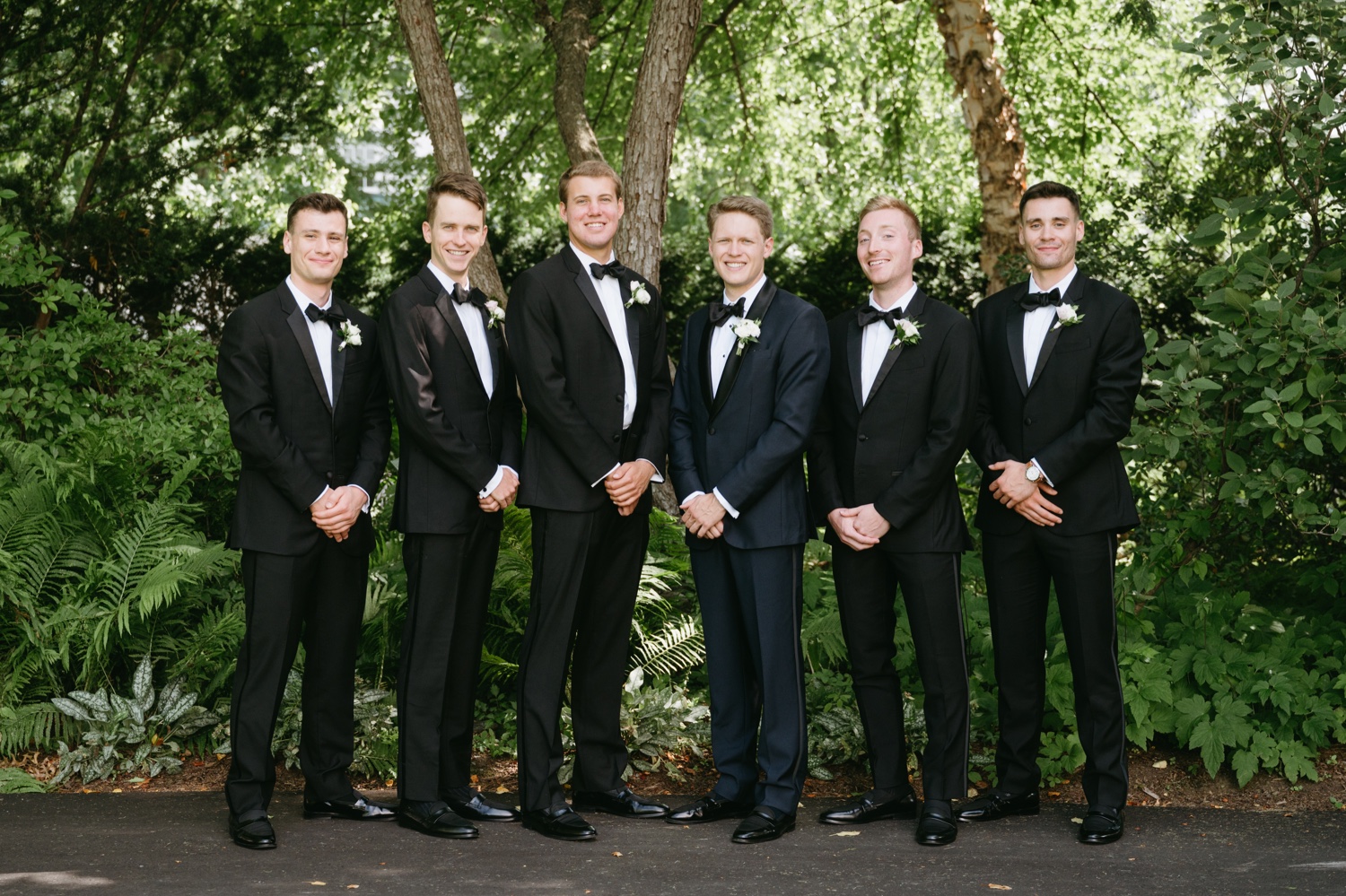 woodstock inn wedding groomsmen smiling