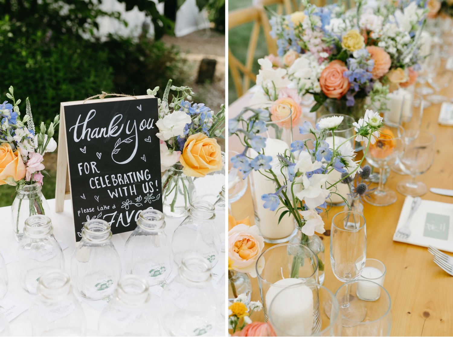 reception table layout florals