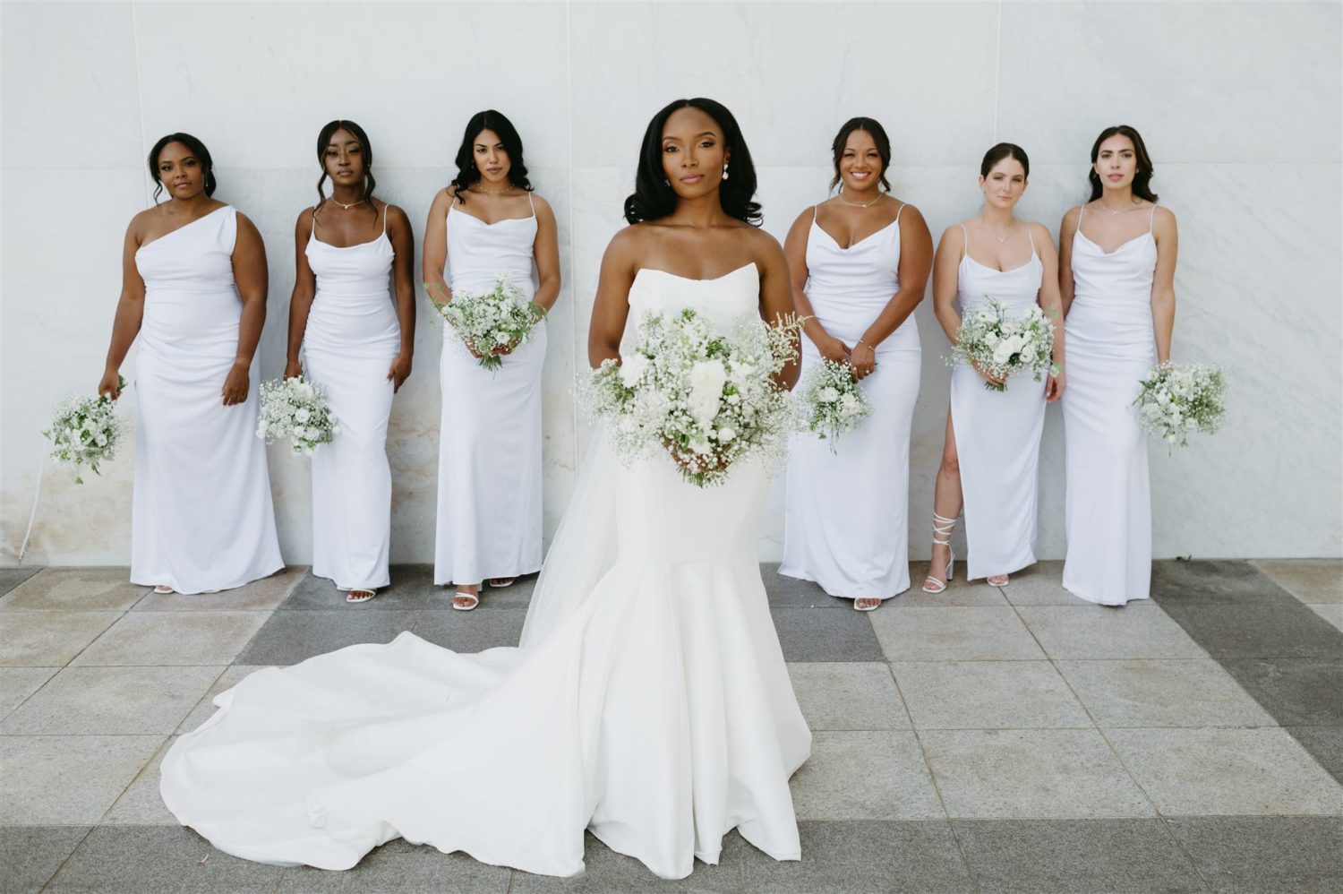 all white bridesmaid dresses unique bridal party styles