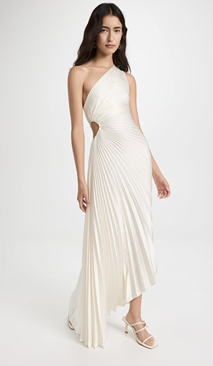 ALC Delfina Dress white silk one shoulder reception dress