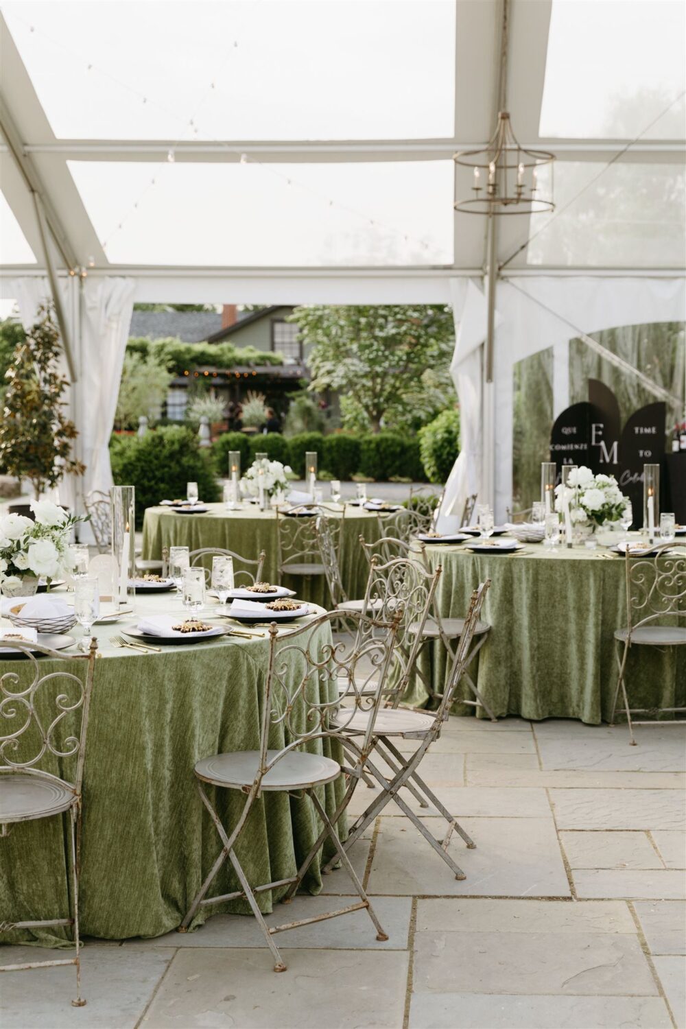 green black gold and white wedding reception velvet textured table linens 
