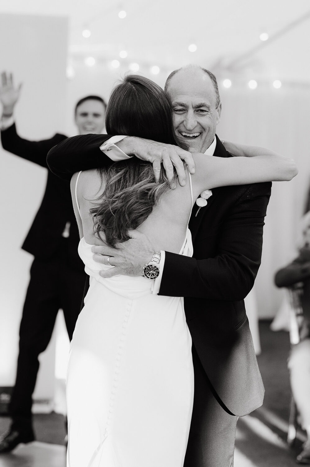 honor dad wedding day black and white father daughter dance dad smiling